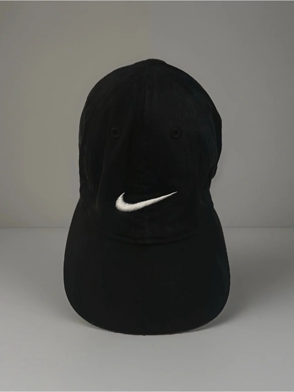 Nike Kids Adjustable Black Hat White Swoosh Logo Child Size Hook & Loop